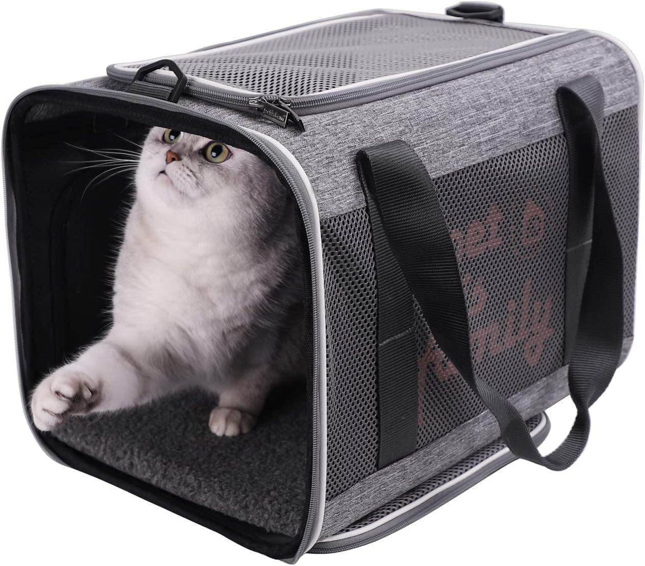 Petisfam Soft Large Cat Carrier with Privacy Zipped Flaps for Sensitive and Nervous Cats