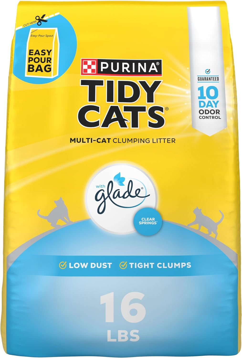 Purina Tidy Cats Clumping Multi Cat Litter, Glade Clear Springs - 16 Lb. Bag