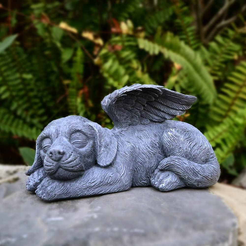 Angel Dog Memorial Stones Statue Sleeping Ornament for Passing Away Bereavement Pet Loss Sympathy Memory Gifts Remembrance