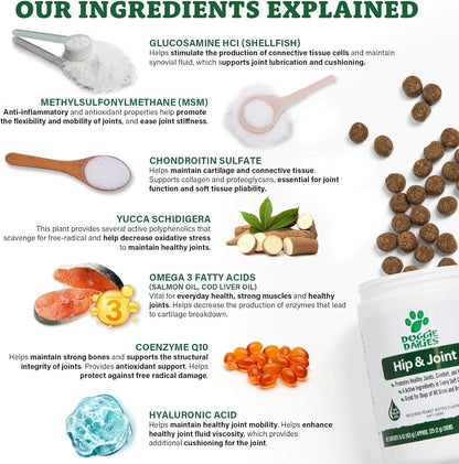 Doggie Dailies Glucosamine for Dogs - 225 Chews - Joint Supplement for Dogs of All Breeds & Sizes - Hip and Joint Supplement for Dogs - Premium Glucosamine and Chondroitin for Dogs (Peanut Butter)