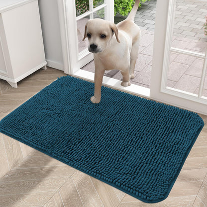 OLANLY Dog Door Mat for Muddy Paws, Absorbs Moisture and Dirt, Non-Slip Washable Mat, Quick Dry Microfiber, Mud Mat for Dogs, Entry Indoor Door Mat for inside Floor(24X16 Inches, Atlantic Blue)