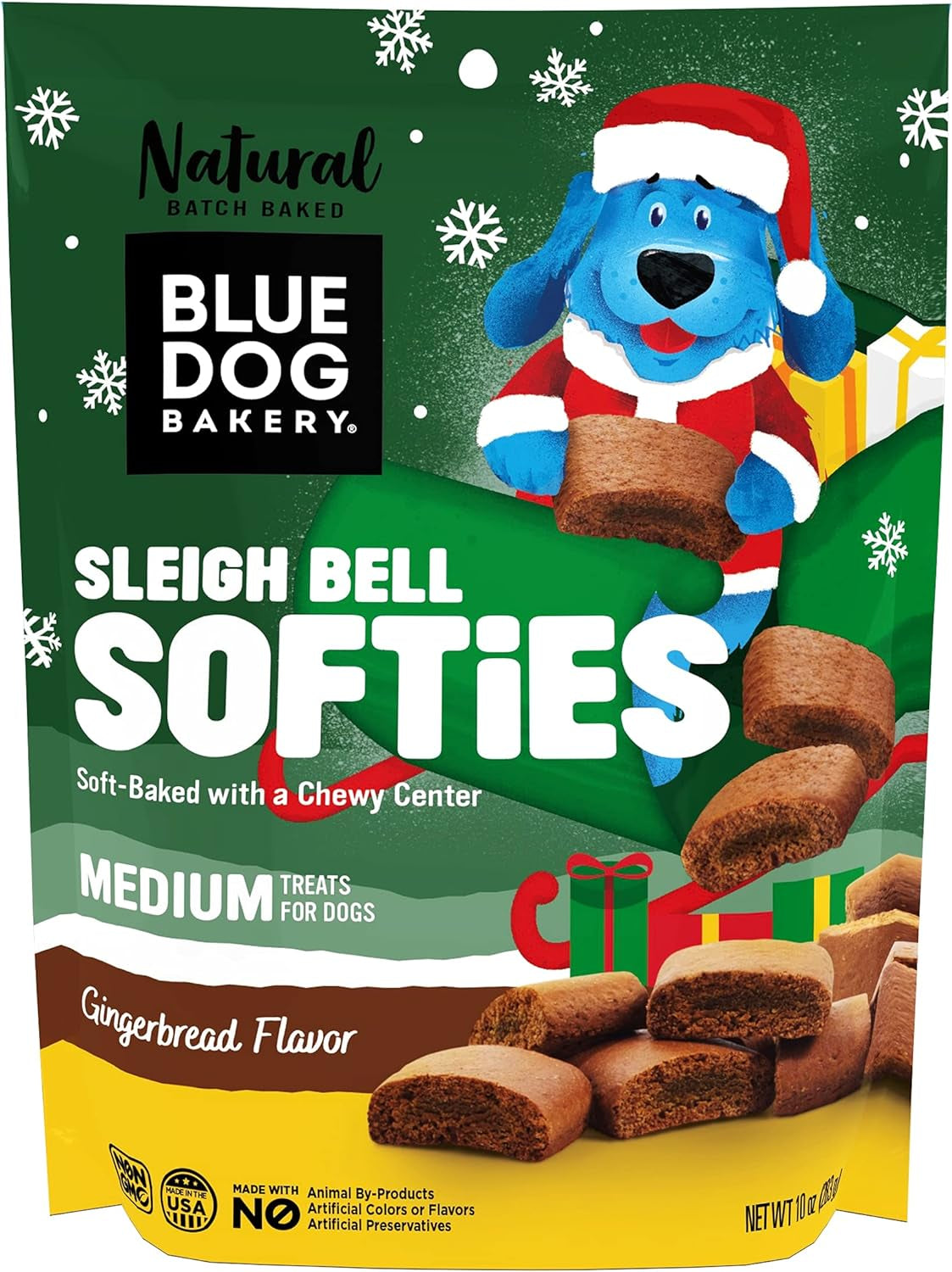 Blue Dog Bakery Sleigh Bell Softies, Gingerbread Flavor, 10 Ounces