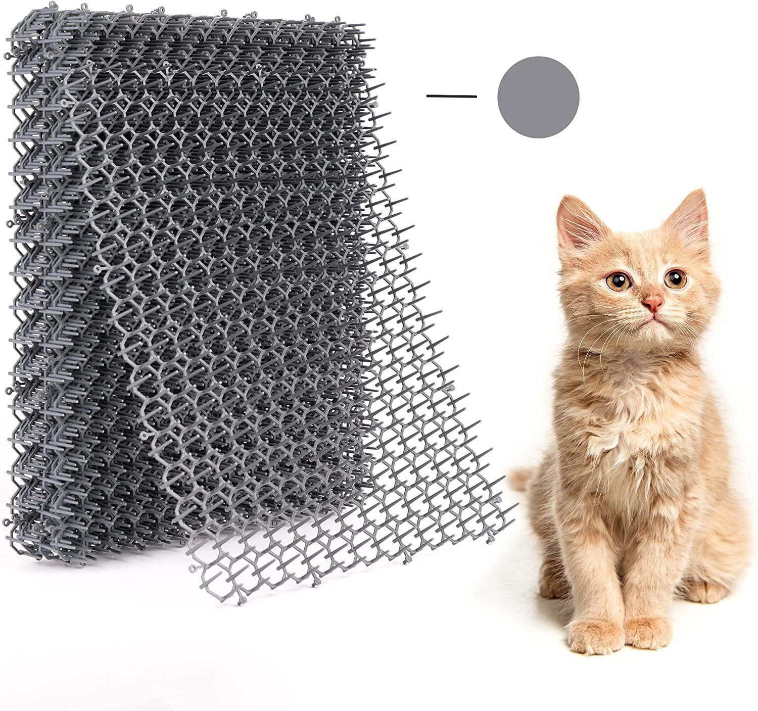 24 Pack Cat Deterrent Scat Mat for Cats - 16.5 X 13.4 Inch Cat Spike Mat with 1 Inch Spikes Is a Perfect Pet Training Mat for Cat Repellent Indoor & Outdoor All Year round (Gray)