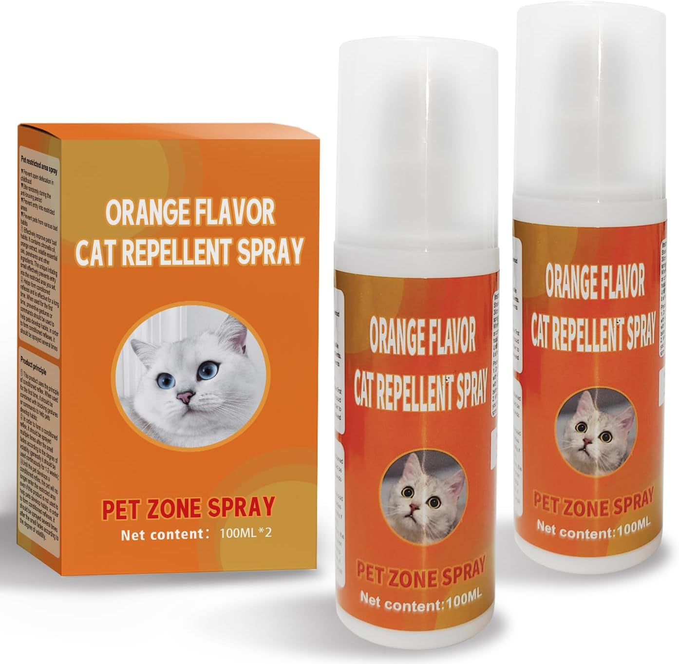 Cat Deterrent Spray, Cat Repellent Spray for Furniture, Cat Repellent Indoor and Outdoor to Keep Cats Away, Cat Scratch Deterrent Training Aid for Furniture, Sofas, Rugs, Curtain (2 * 100ML)