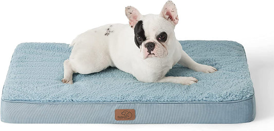 Bedsure Medium Dog Bed for Medium Dogs - Orthopedic Waterproof Dog Beds with Removable Washable Cover, Egg Crate Foam Pet Bed Mat, Suitable for Dogs up to 50 Lbs, Light Blue