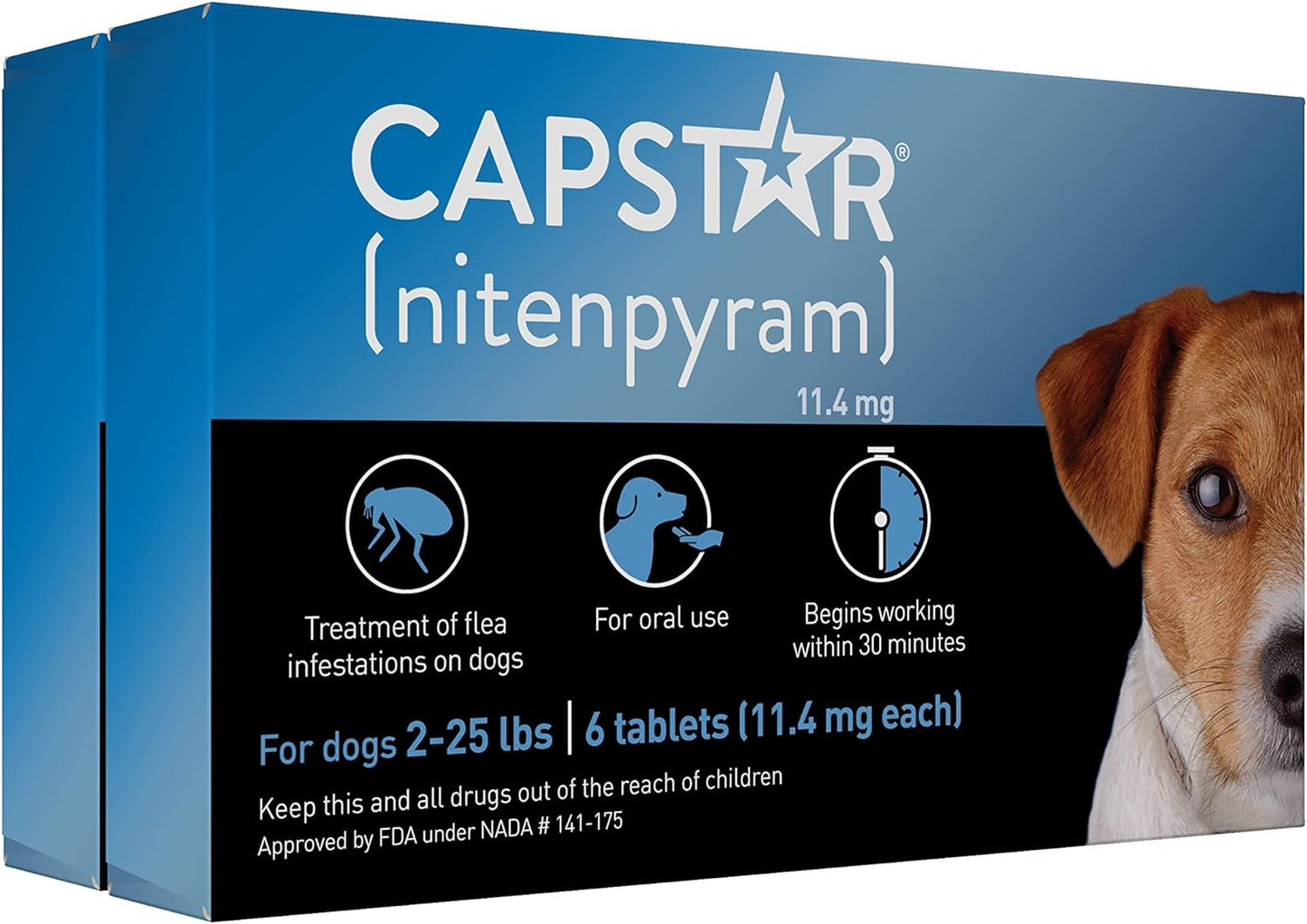 Capstar (Nitenpyram) for Dogs, Fast-Acting Oral Flea Treatment for Dogs 2-25 Lbs, Vet-Recommended Flea Medication Tablets Start Killing Fleas in 30 Minutes, 12 Doses