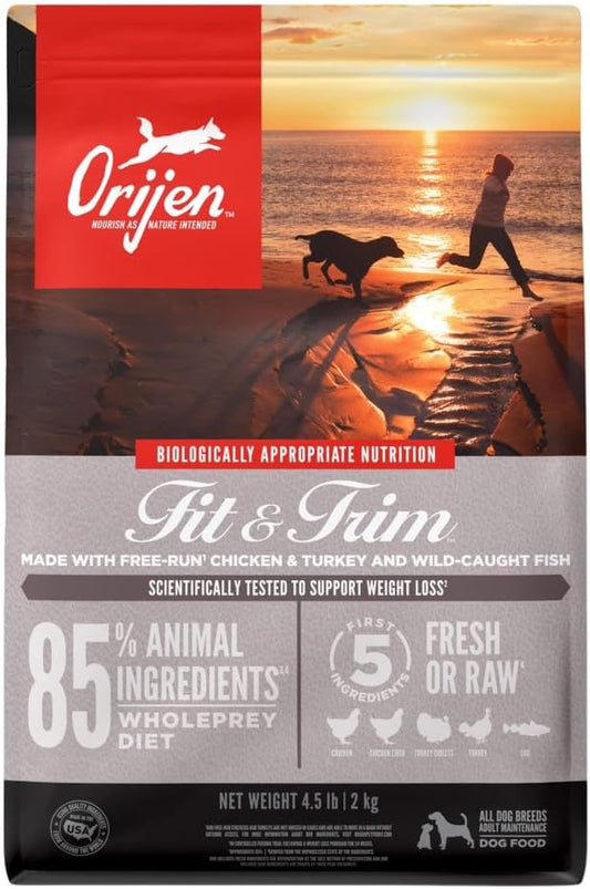 ORIJEN Fit & Trim Dry Dog Food, Grain Free Dry Dog Food, Fresh or Raw Ingredients, 4.5Lb