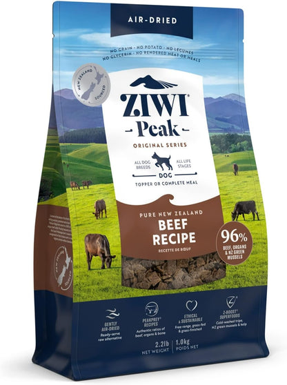 ZIWI Peak Air-Dried Dog Food – All Natural, High Protein, Grain Free and Limited Ingredient with Superfoods (Beef, 2.2 Lb)