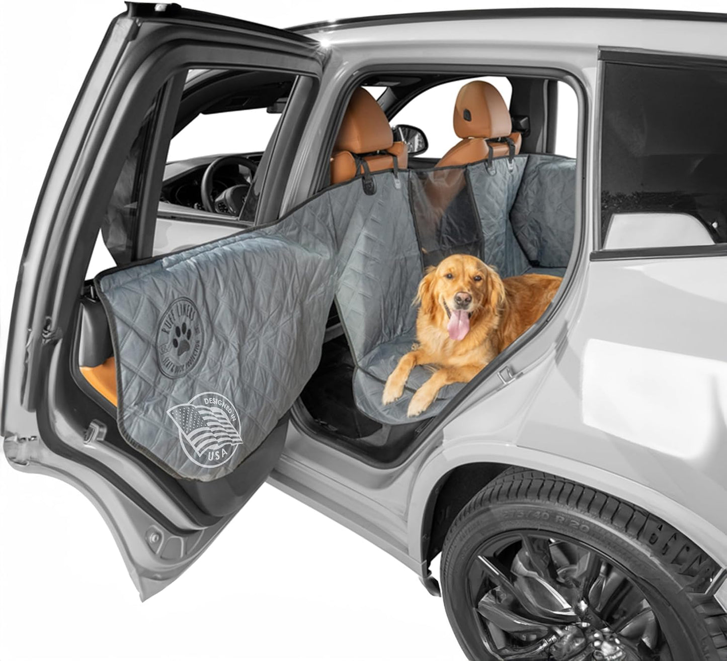 Dog Car Seat Cover for Back Seat - Dog Hammock for Car - Dog Seat Cover and Door Protection for Sedans, Mid-Size SUV, Mid-Size Trucks