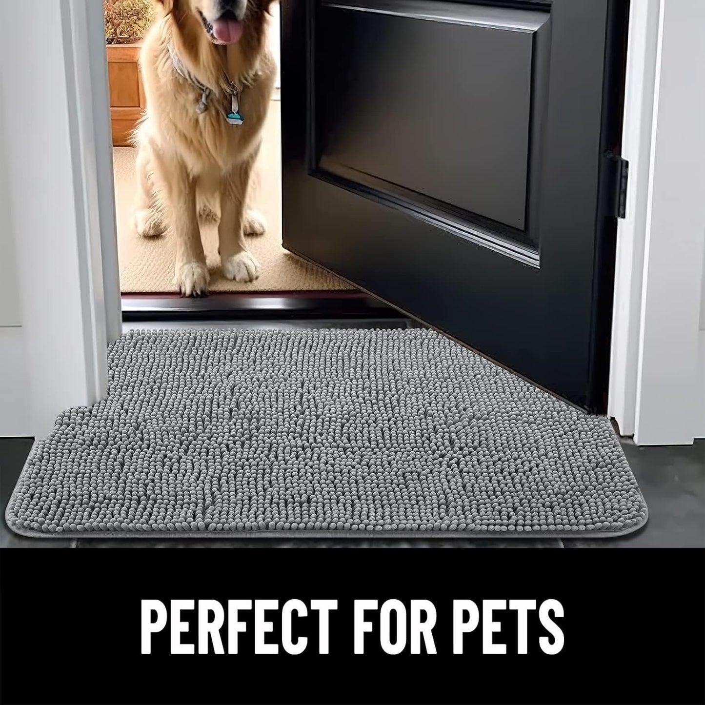 OLANLY Dog Door Mat for Muddy Paws, Absorbs Moisture and Dirt, Non-Slip Washable Mat, Quick Dry Microfiber, Mud Mat for Dogs, Entry Indoor Door Mat for inside Floor(24X16 Inches, Atlantic Blue)