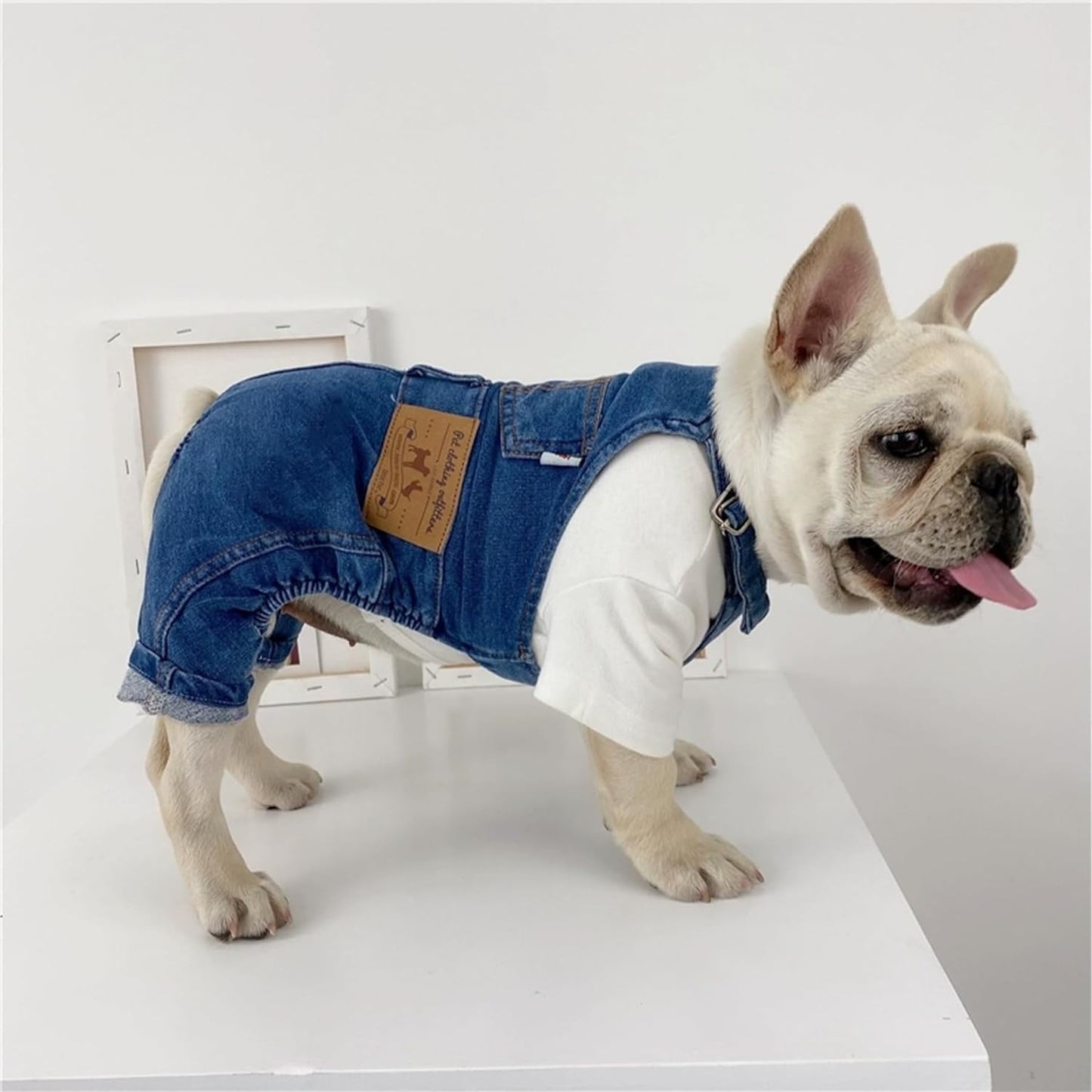 1 Piece of Dog Denim Shirts Puppy Jean Jacket Sling Jumpsuit Costumes Pet Jean Overalls Dog Pants Outfits for Small Puppy Cat Pets (Blue, Small)