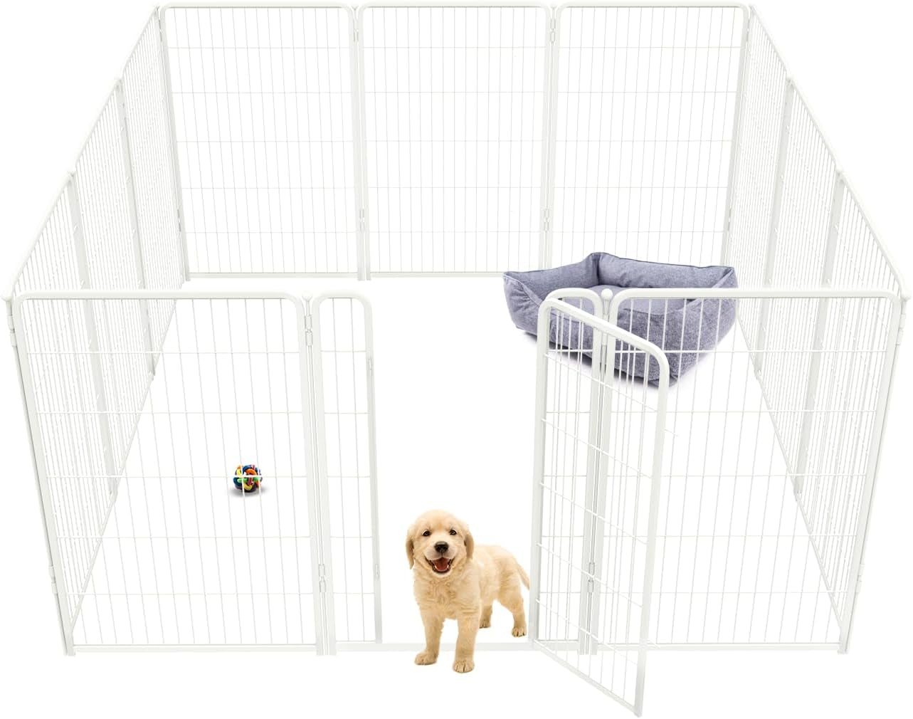 FXW Homeplus Dog Playpen Designed for Indoor Use, 45" Height for Large Dogs, White│Patented