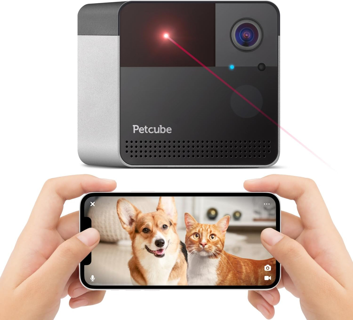 Petcube Play 2 Wi-Fi Pet Camera with Laser Toy for Cats & Dogs, 1080P HD Video, 160° Full-Room View, 2-Way Audio, Sound/Motion Alerts, Night Vision, Pet Monitoring App