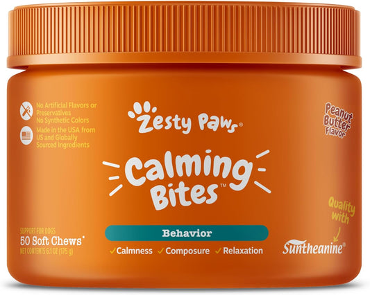 Zesty Paws Calming Chews for Dogs Composure & Relaxation for Everyday Stress & Separation Peanut Butter 50 Count