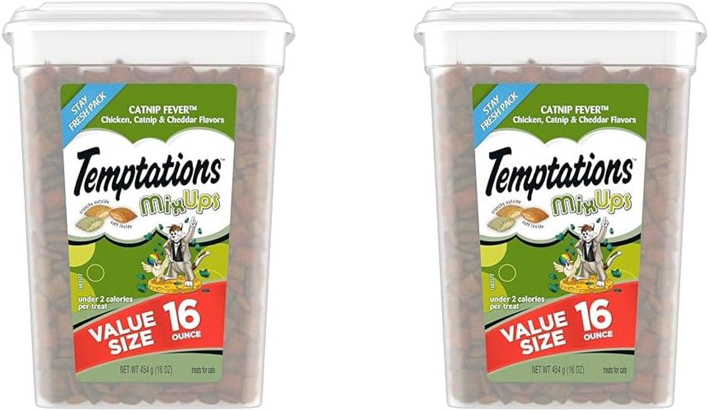 Temptations MIXUPS Crunchy and Soft Cat Treats Catnip Fever Flavor, 16 Oz. Tub (Pack of 2)