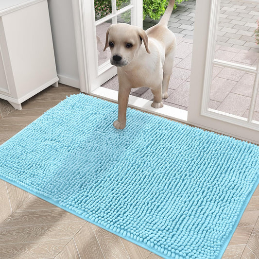 OLANLY Dog Door Mat for Muddy Paws, Absorbs Moisture and Dirt, Absorbent Non-Slip Washable Mat, Quick Dry Microfiber, Mud Mat for Dogs, Entry Indoor Door Mat for inside Floor(30X20 Inches, Blue)