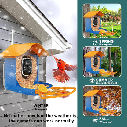 PeckCam® Bird Feeder with Camera+Solar Panel+7 Add-on, 2K HD AI Identify 10000+ Birds, Auto Detection & Notify Wireless Outdoor Bird House Camera Bird Watching Gift for Bird Lover