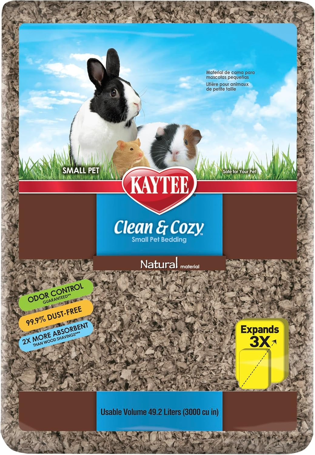 Kaytee Clean & Cozy Natural Paper Bedding, Made for Small Animals, 49.2 Liters