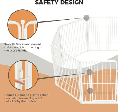 FXW Homeplus Dog Playpen Designed for Indoor Use, 32" Height for Medium Dogs, White│Patented