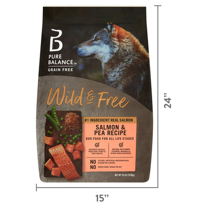 Pure Balance Wild & Free Salmon & Pea Recipe Dry Dog Food, Grain-Free, 24 Lbs