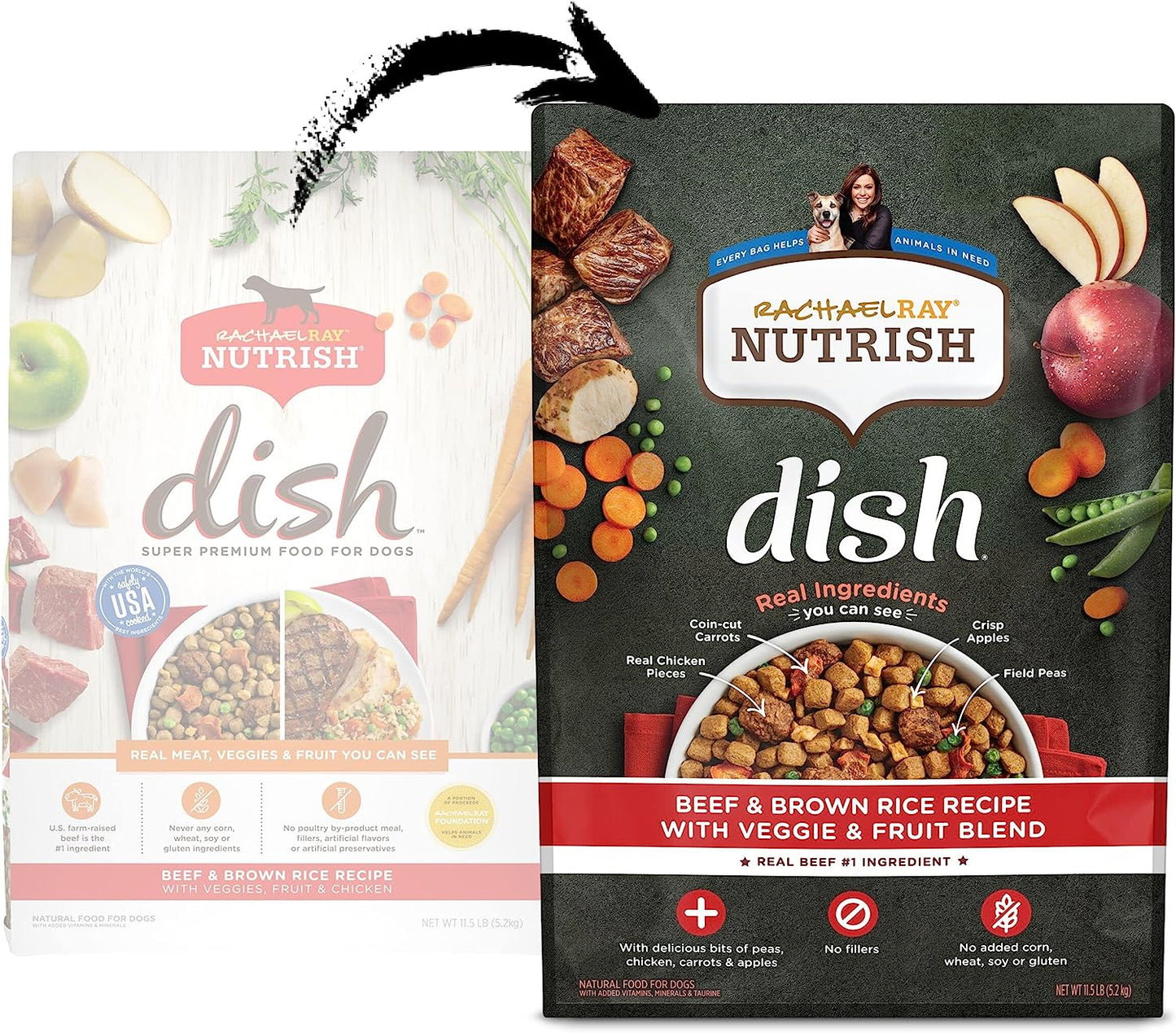 Rachael Ray Nutrish Dish Premium Natural Dry Dog Food, Chicken & Brown Rice Recipe with Veggies & Fruit, 3.75 Pounds