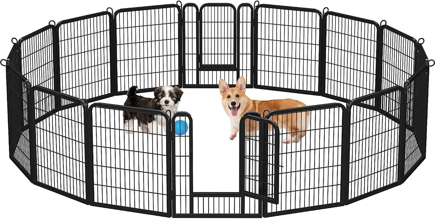 Yaheetech Dog Playpen Outdoor, 32 Panel Dog Fence 24" Indoor Pet Pen for Large/Medium/Small Dogs Heavy Duty Pet Exercise Pen for Puppy/Rabbit/Small Animals Portable for RV Camping Garden Yard