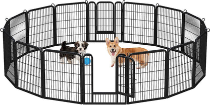 Yaheetech Dog Playpen Outdoor,12 Panel Dog Fence 32" Height Pet Pen for Large/Medium/Small Dogs Heavy Duty Pet Exercise Pen for Puppy/Cat/Rabbit/Small Animals Portable Playpen for Rv/Camping/Garden