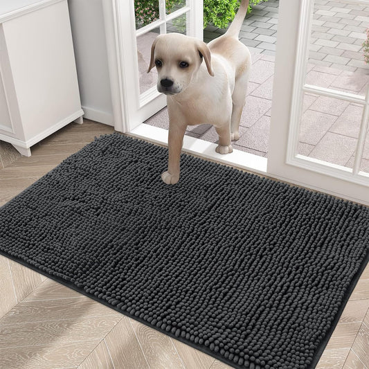 OLANLY Dog Door Mat for Muddy Paws, Absorbs Moisture and Dirt, Absorbent Non-Slip Washable Mat, Quick Dry Microfiber, Mud Mat for Dogs, Entry Indoor Door Mat for inside Floor(30X20 Inches, Dark Grey)