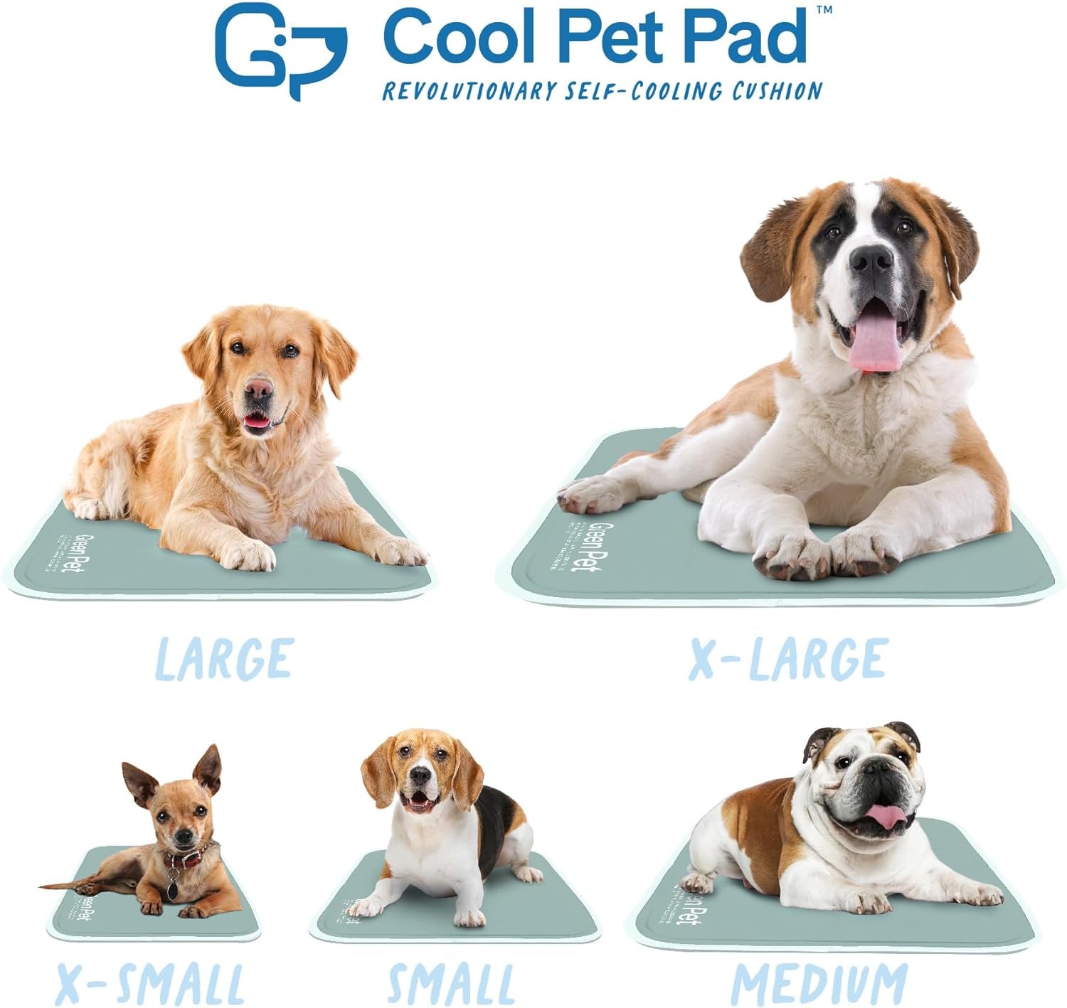 The Green Pet Shop Dog Cooling Mat, Large - Pressure Activated Pet Cooling Mat for Dogs and Cats, for Large Sized Pets (46-80 Lb.) - Non-Toxic Gel Dog Cooling Pad, No Water Needed - Sage Grey