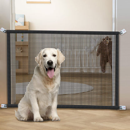 Dog Gate for Stairs Pet Gates for the House: Dogs Screen Mesh Gate for Doorways Stairways Indoor Safety 29 Inch Tall, 45 Inch Wide