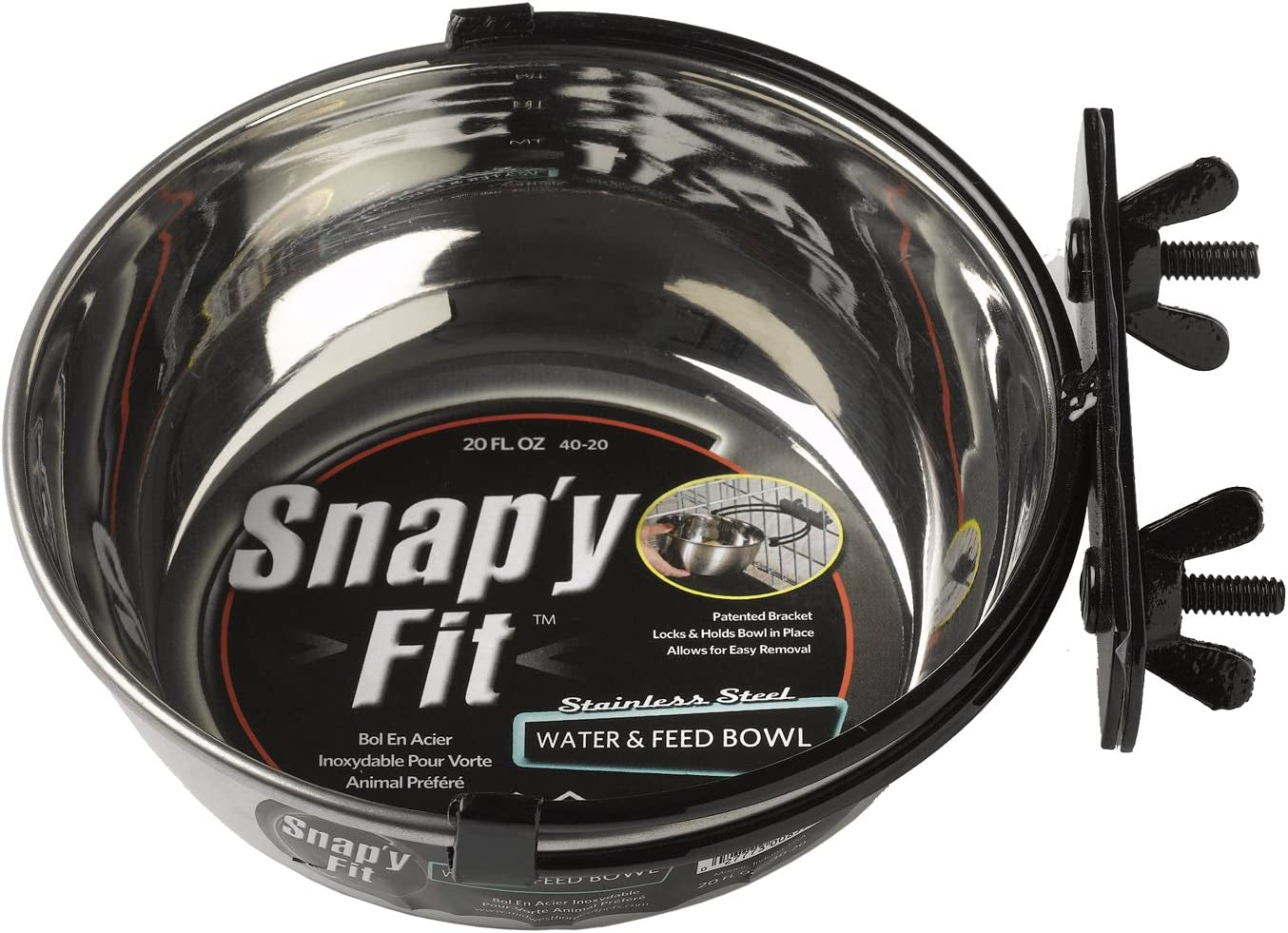 Midwest Homes for Pets Snap'Y Fit Stainless Steel Food Bowl / Pet Bowl, 1 Qt. for Dogs & Cats, Silver