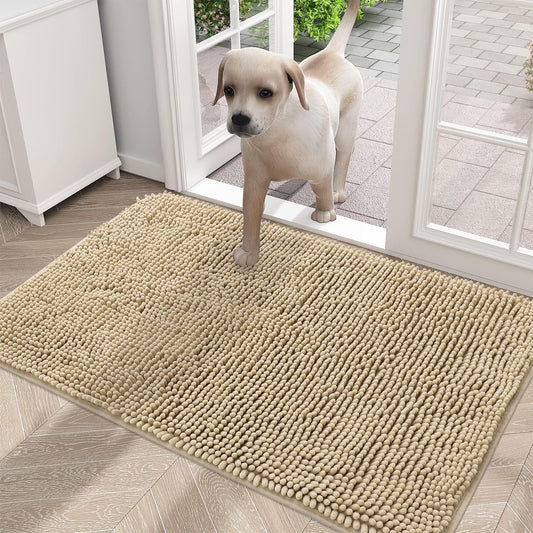 OLANLY Dog Door Mat for Muddy Paws, Absorbs Moisture and Dirt, Absorbent Non-Slip Washable Mat, Quick Dry Microfiber, Mud Mat for Dogs, Entry Indoor Door Mat for inside Floor(36X24 Inches, Beige)