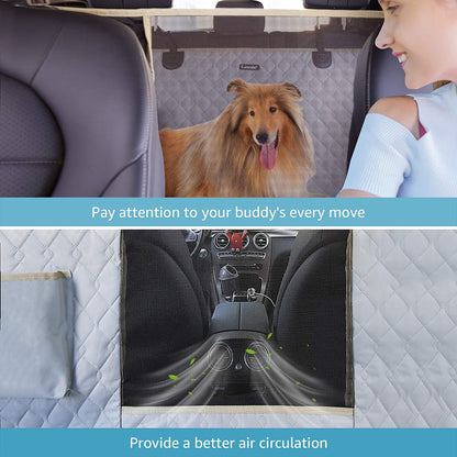 Lassie Dog Hammock for Truck, Waterproof F150 F250 F350 Dog Car Seat Cover for Back Seat with Mesh Window, anti Slip Pet Truck Seat Cover for Chevy Silverado GMC Sierra and Back Seat Crew Cab