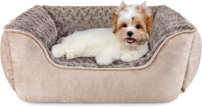 JOEJOY Rectangle Dog Bed for Large Medium Small Dogs Machine Washable Sleeping Dog Sofa Bed Non-Slip Bottom Breathable Soft Puppy Bed Durable Orthopedic Calming Pet Cuddler, Multiple Size, Beige