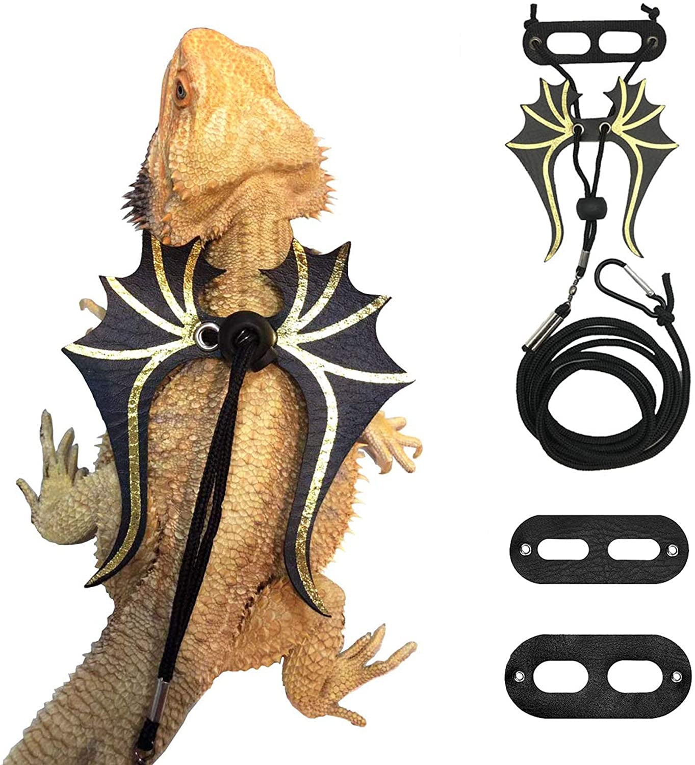 ADOGGYGO Bearded Dragon Lizard Leash Harness - 3 Size Pack Dinosaur Wing Lizard Harness Leash for Bearded Dragon Lizard Reptiles