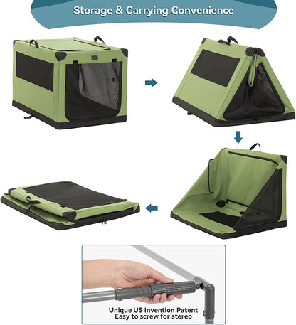 Dog Crates for Small Dogs, Adjustable Fabric Cover by Spiral Iron Pipe, Strengthen Sewing Dog Travel Crate 3 Door Design ,'26'' X 19'' X 18''