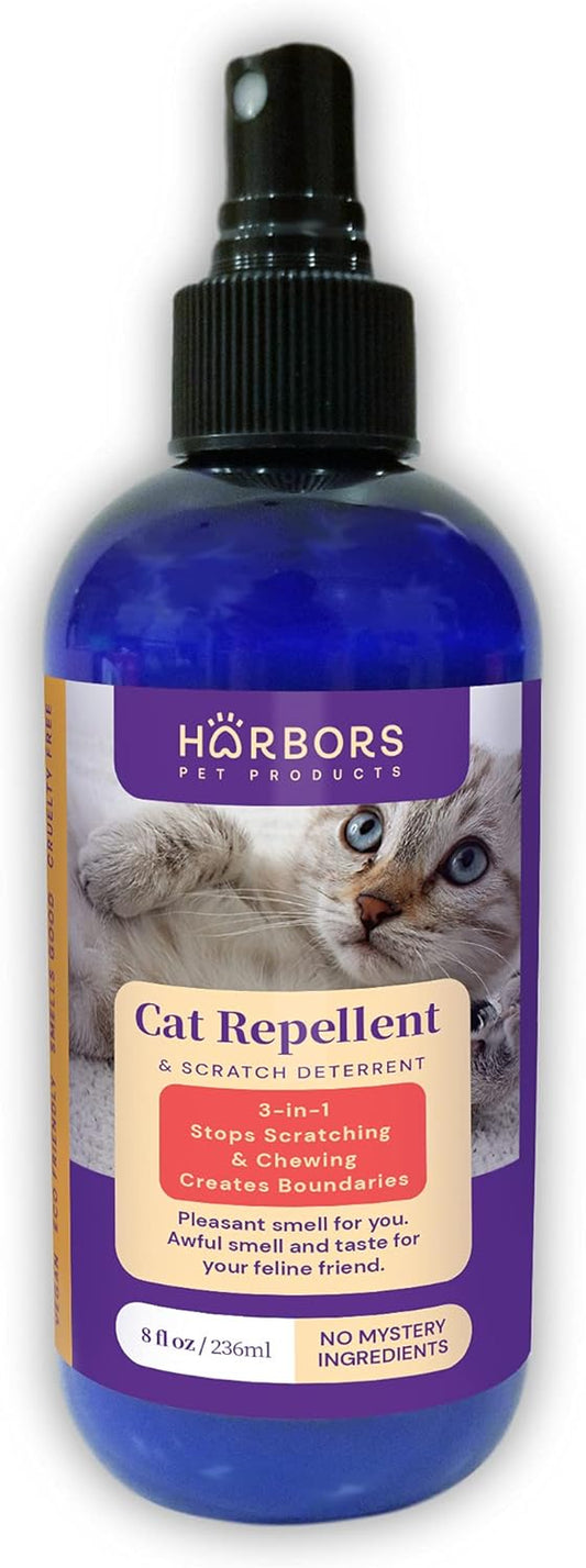 Harbors Cat Scratch and Chewing Deterrent Spray - 8 Oz / 236 Ml | Formulated with Essential Oils | 100% Satisfied or Return for a Full Refund