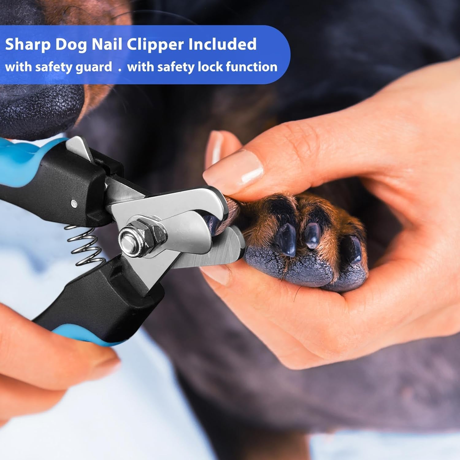 Dog Nail Grinder, Dog Nail Trimmers and Clippers Kit, Super Quiet Electric Pet Nail Grinder, Rechargeable, for Small Large Dogs & Cats Toenail & Claw Grooming,3 Speeds, 2 Grinding Wheels (A-Dark Blue)