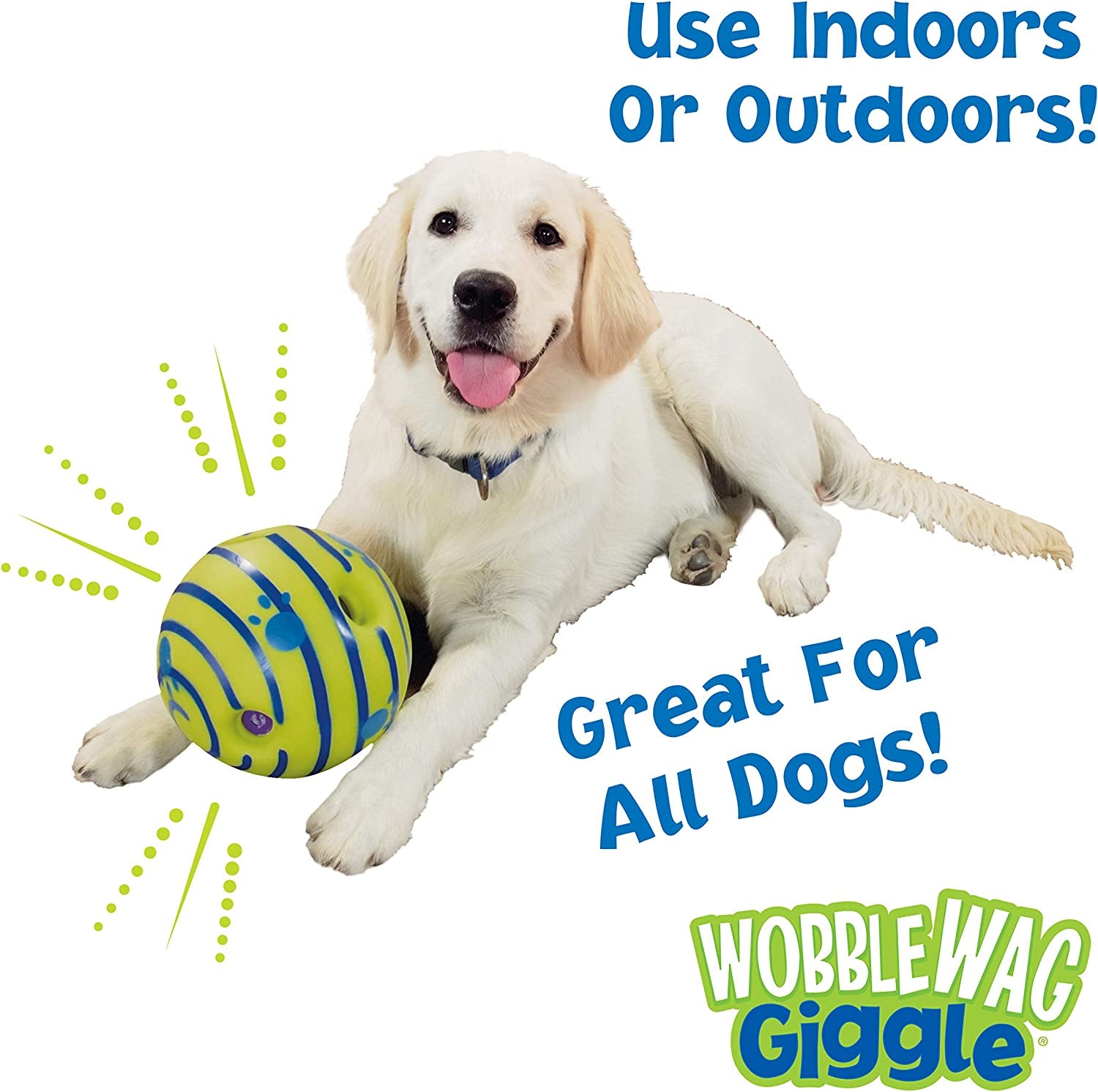 Wobble Wag Giggle Ball, Interactive Dog Toy, Fun Giggle Sounds When Rolled or Shaken, Pets Know Best, as Seen on TV