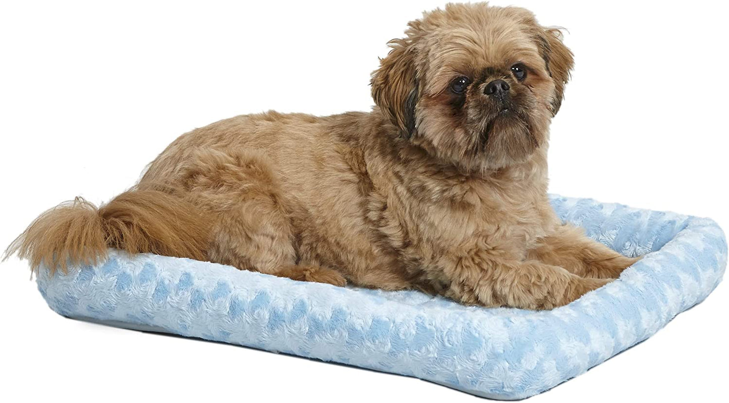 Midwest Homes for Pets Bolster Dog Bed 24L-Inch Blue Dog Bed or Cat Bed W/ Comfortable Bolster | Ideal for "Small" Dog Breeds & Fits a 24-Inch Dog Crate | Easy Maintenance Machine Wash & Dry