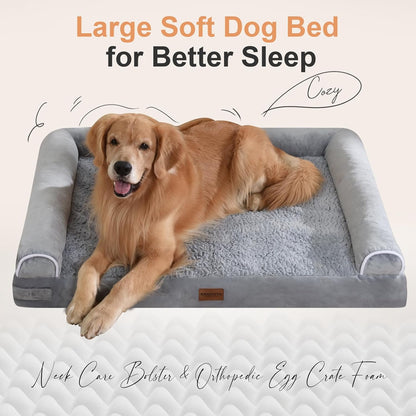 Large Dog Bed Orthopedic Washable: Beds Bolster XL Bed Big Xlarge Dogs Memory Foam Sofa Couch Waterproof Removable Cover