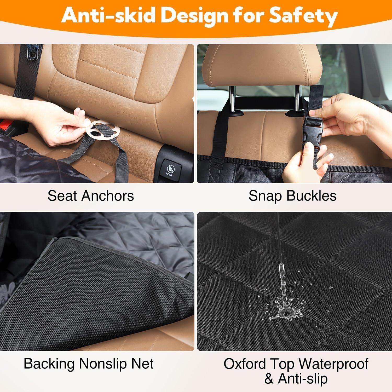 Kytely Dog Car Seat Cover for Back Seat, Waterproof Dog Car Hammock with Mesh Window, Anti-Scratch Nonslip Durable Soft Pet Dog Seat Cover for Cars Trucks and SUV Gray