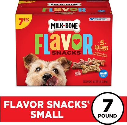 Milk-Bone Flavor Snacks Dog Treats, Small Biscuits, 60 Ounce (Pack of 3) Crunchy Texture Helps Reduce Tartar