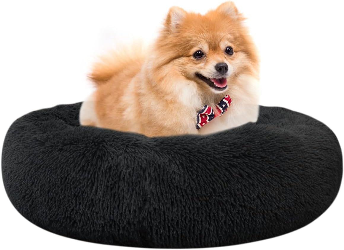 Dog Bed for Small Medium Large Dogs, 20 Inch Calming Dogs Bed, Washable-Round Cozy Soft Pet Bed for Puppy and Kitten with Slip-Resistant Bottom