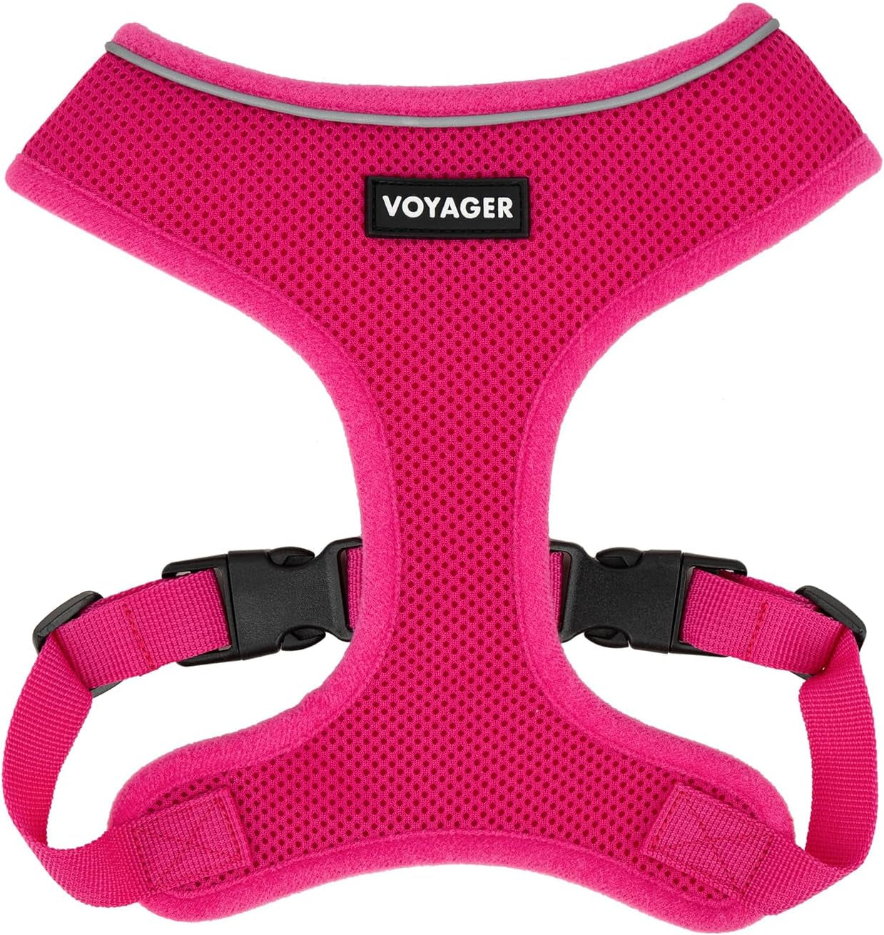 Aerolite No Pull Mesh Dog Harness with Lightweight, Soft, Breathable Chest Coverage, Reflective Stitching, and Adjustable Straps for Walking, Running, Training, Heavy Duty and Durable - Fuchsia, XL