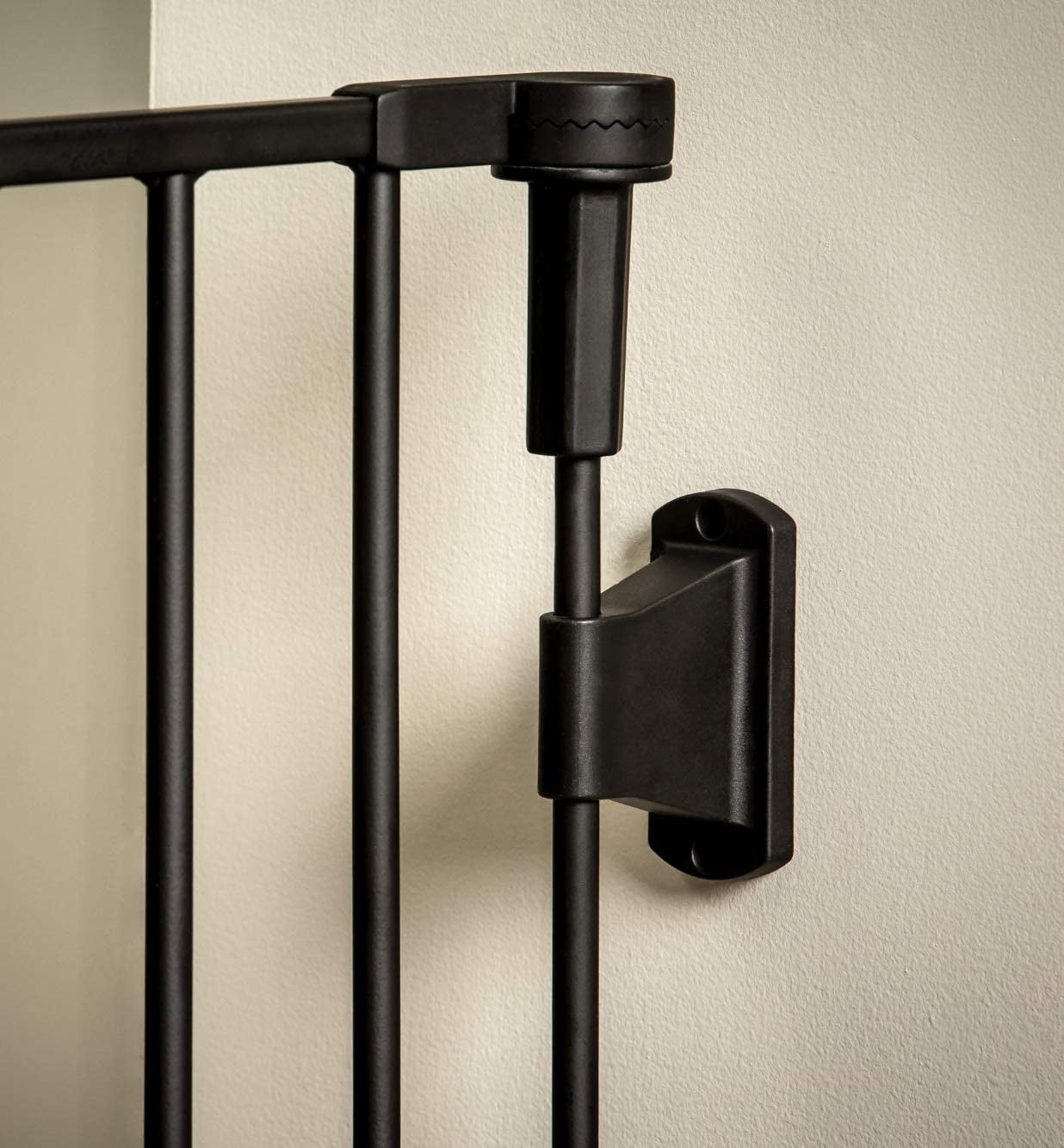 Regalo Deluxe Home Accents Widespan Safety Gate, 74.5" W X 28" H, Includes 4 Wall Mounts , Black