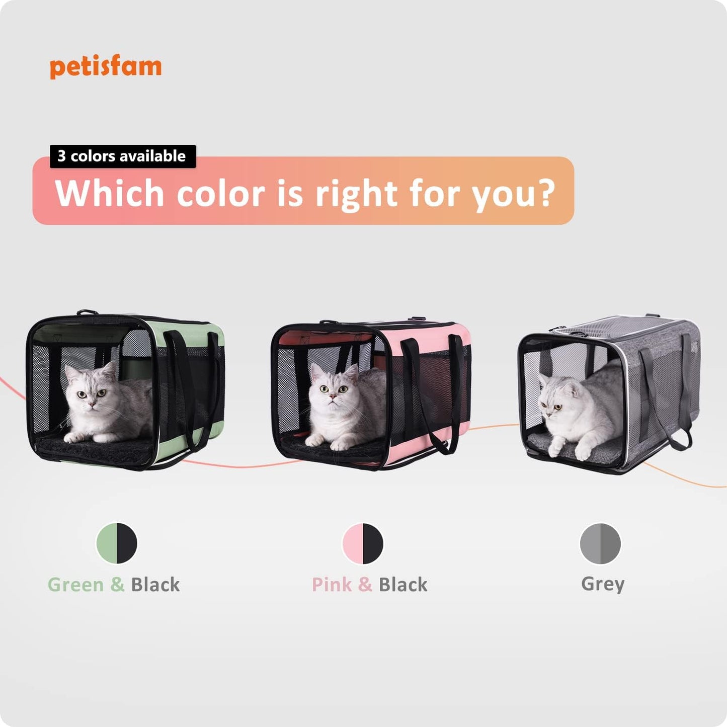 Petisfam Soft Large Cat Carrier with Privacy Zipped Flaps for Sensitive and Nervous Cats