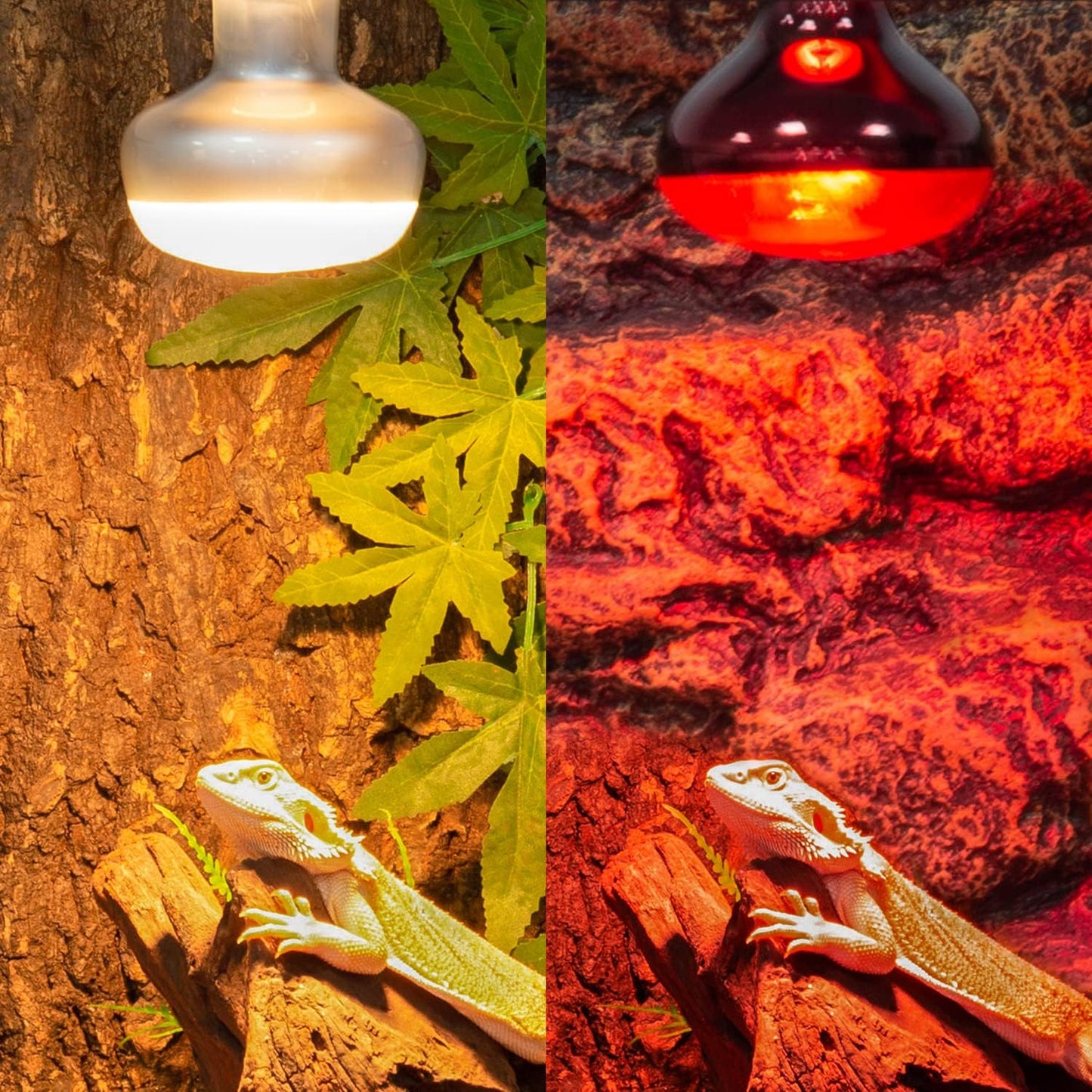 REPTIZOO 75W Reptile Heat Lamp Bulb, 2PCS Day & Night Basking Spot Light Combo Pack Includes Infrared Heat Lamp and UVA Daylight Heating Lamp Basking Light