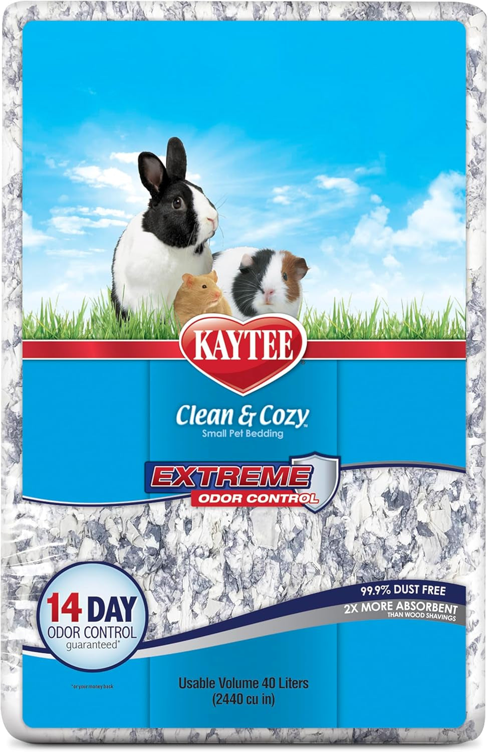 Kaytee Extreme Odor Control Bedding For Pet Guinea Pigs, Rabbits, Hamsters, Gerbils, and Chinchillas, 40 Liter