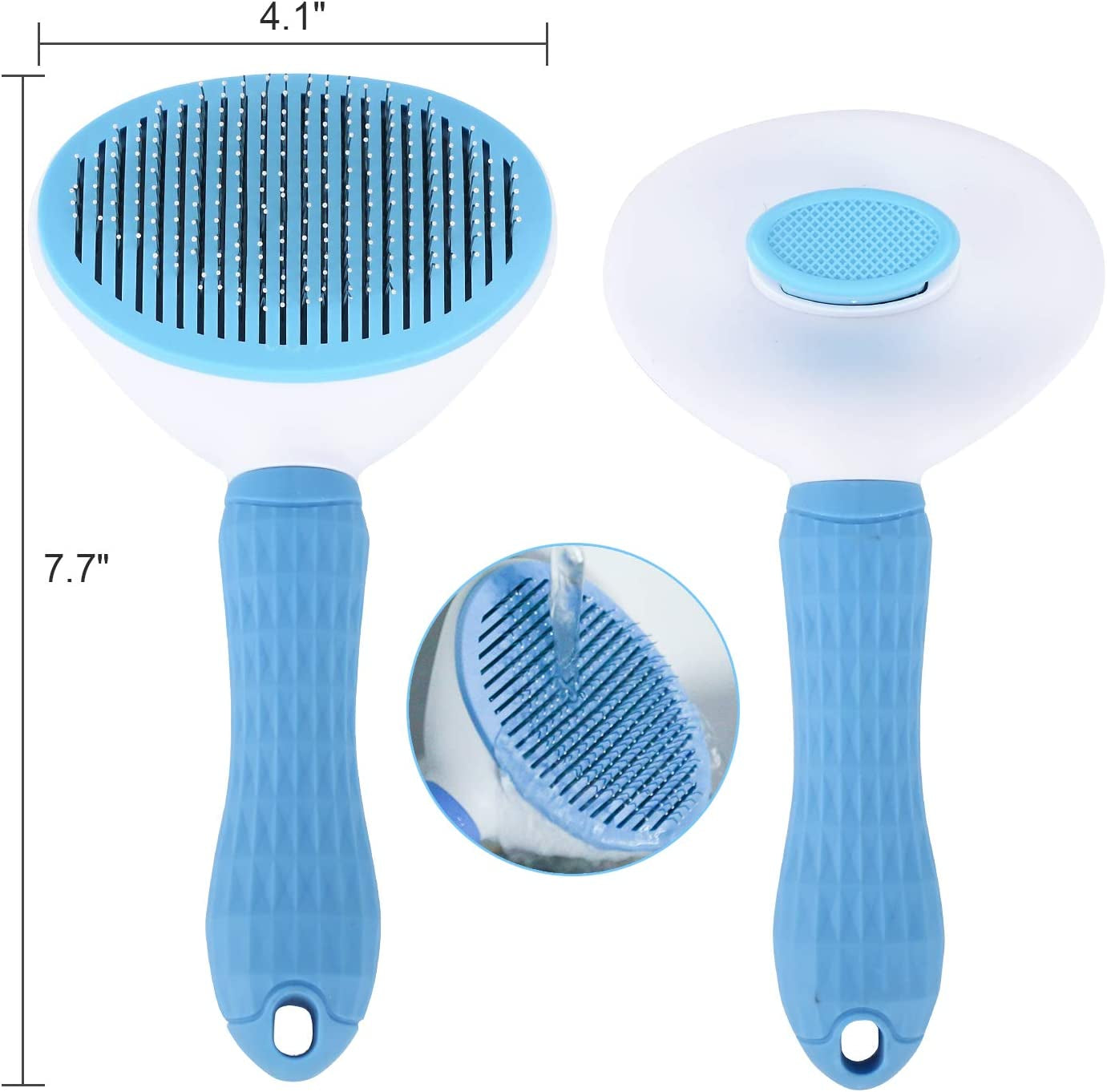 Depets Self Cleaning Slicker Brush, Dog Cat Bunny Pet Grooming Shedding Brush - Easy to Remove Loose Undercoat, Pet Massaging Tool Suitable for Pets with Long or Short Hair Gray